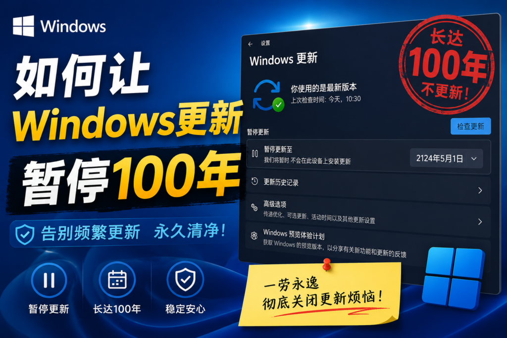 如何让Windows系统更新暂停100年希信因系统资源网-原厂系统精品系统下载收集希信因系统资源网