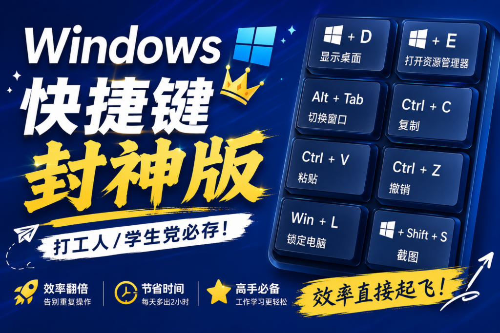 图片[1]-Windows 快捷键封神版｜打工人/学生党必存！效率直接起飞-宇程系统站