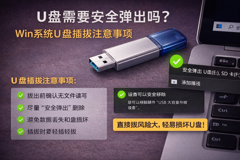U 盘需要安全弹出吗？Win 系统 U 盘插拔注意事项-宇程系统站