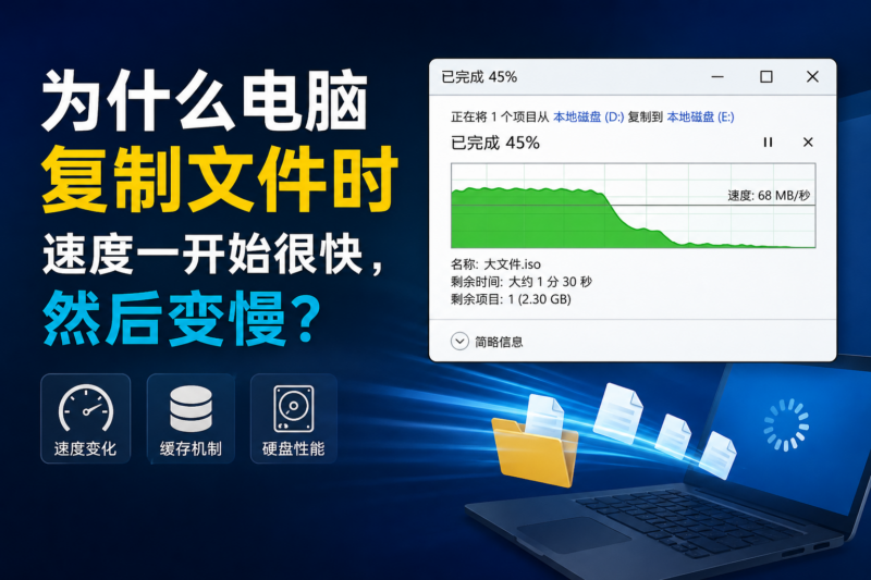 为什么电脑复制文件的时候,速度一开始很快,然后变慢?-宇程系统站