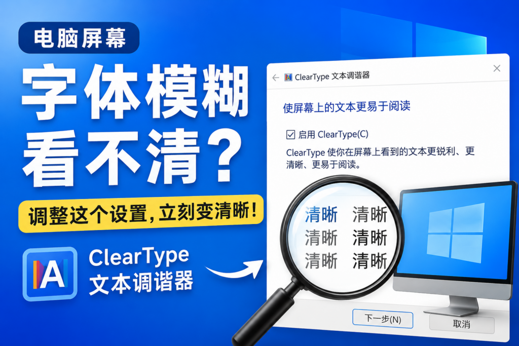 图片[1]-电脑屏幕字体模糊看不清？调整这个设置，立刻变清晰！-宇程系统站
