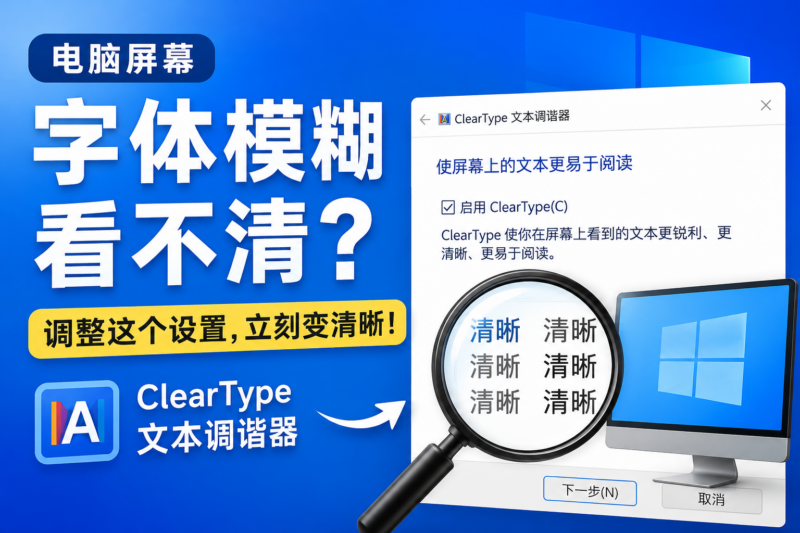 电脑屏幕字体模糊看不清?调整这个设置,立刻变清晰!-宇程系统站