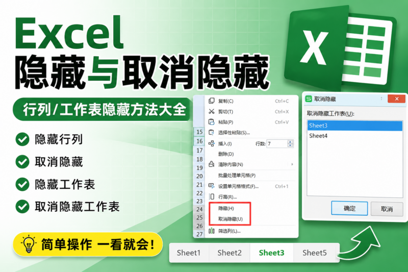 WPS和微软Excel隐藏列怎么恢复,一文搞懂表格的隐藏与取消隐藏!-宇程系统站