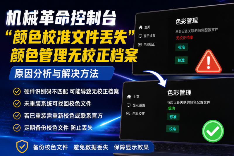 机械革命控制台颜色校准文件丢失颜色管理无校正档案-宇程系统站