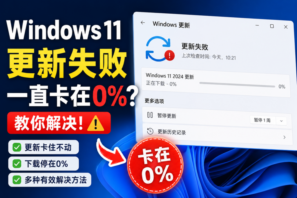 图片[1]-Windows 11 更新失败一直卡在0%怎么办-宇程系统站