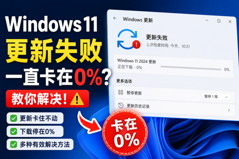 Windows 11 更新失败一直卡在0%怎么办-宇程系统站