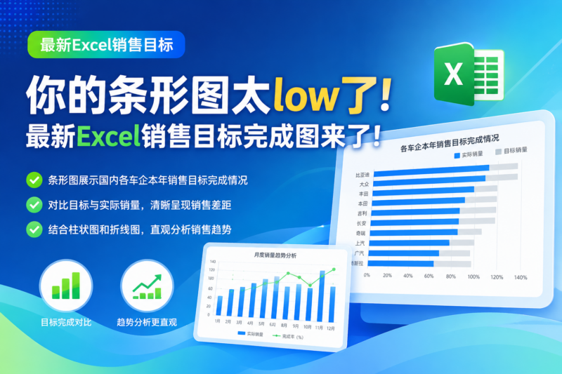 你做的条形图太low了!最新Excel销售目标完成图来了!-宇程系统站