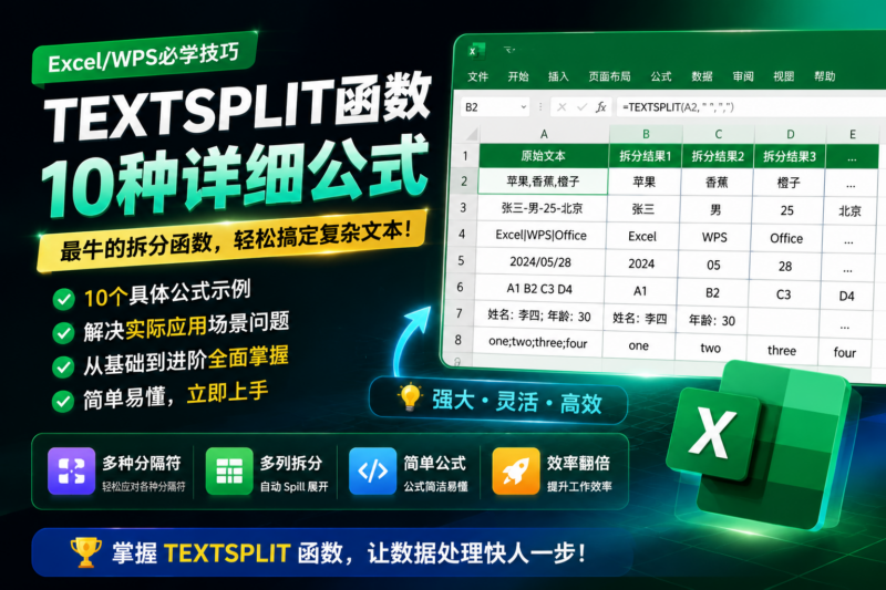 最牛的拆分函数,TEXTSPLIT函数10种详细公式-宇程系统站