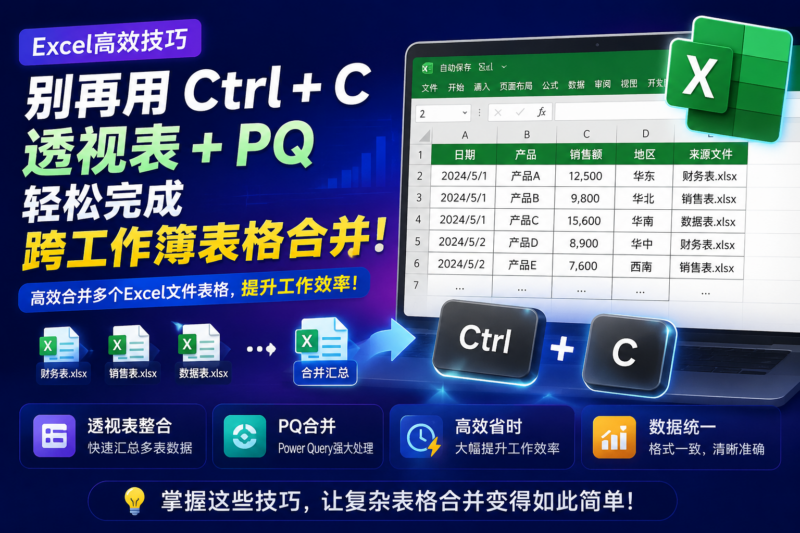 别再用Ctrl +C ,透视表+PQ轻松完成跨工作簿的任意多个表格合并-宇程系统站